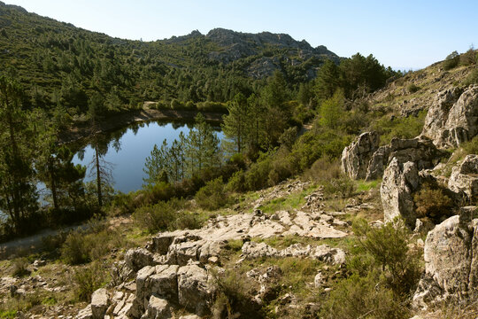  High resolution image of a lake on Mount Limbara, Tempio Pausania, Sardinia.