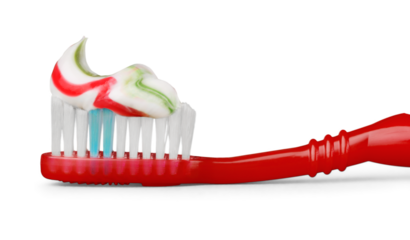 Toothbrush with toothpaste isolated on white background