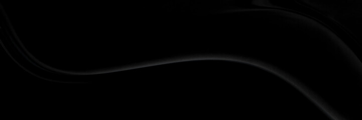Black gray satin dark fabric texture luxurious shiny that is abstract silk cloth panorama background with patterns soft waves blur beautiful.