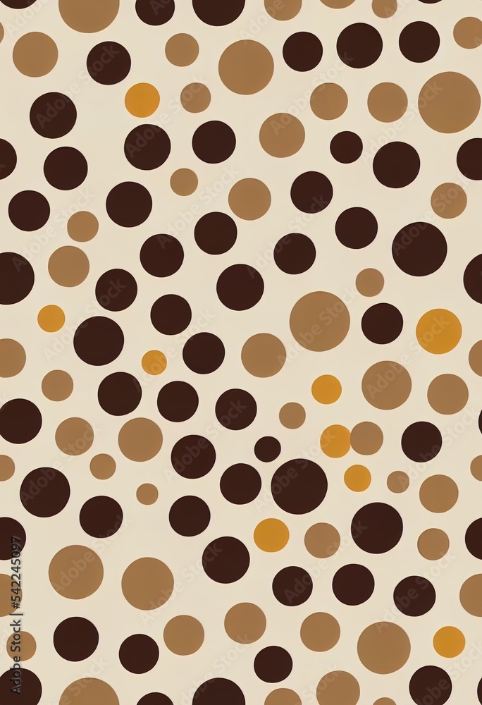 Poster delicate brown polka dots on white background seamless 2d illustrated pattern.soft abstract geometri