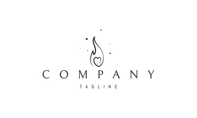 Vector logo on which an abstract image of a burning sun in the style of one line.