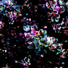 Seamless Blossom Pattern On Black 