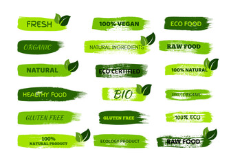 Obraz premium Green natural bio labels