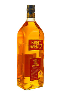 Hankey Bannister blended Scotch whisky. Whisky is a major export item of Scotland - illustrative editorial
