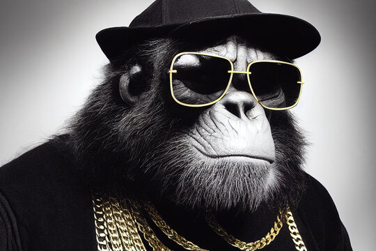 Cool Monkey Gorilla Gangsta Rapper In Sunglasses