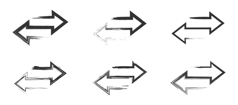 Transfer icon set. Grunge texture arrows. Vector illustration.