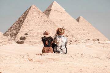 Great Pyramids of Giza tourism, Egypt, Cairo - obrazy, fototapety, plakaty
