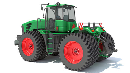 Wheeled Articulated Farm Tractor 3D rendering on white background
