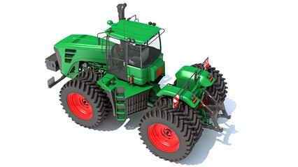 Obraz premium Wheeled Articulated Farm Tractor 3D rendering on white background
