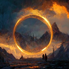 Golden Ring Digital Art 3D Render