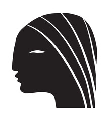 Simple Black Woman Head on a White Background. Abstract Hand Drawn Vector Illustration with Head of a Young Female in Profile. Minimalist Print ideal for Wall Art, Poster, Card.