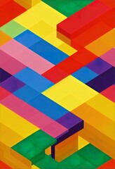 Fototapeta na wymiar Isometric building block bricks toy like Bricks for children Seamless 2d illustrated pattern colorful background . Brick toy design seamless for fashion fabric print and wallpaper. Rainbow LGBT