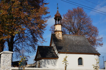 Fototapeta na wymiar Saint James's Chapel (kaplica sw. Jakuba), side view. Slawkow, Poland.