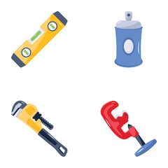 Set of Trendy Tools Flat Icons

