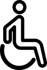 Disabled Handicap icon.Handicapped patient line icon. Disabled man outline vector icon