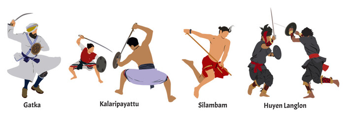 group of  Indian martial artists, combat sport.