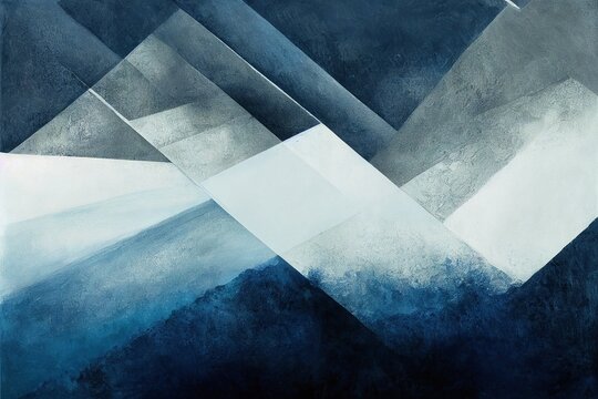 Blues Modern Abstract Decor Art, Angled Lines, Sharp Pattern Background