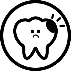 tooth caries cartoon icon