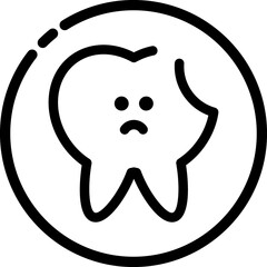 tooth caries cartoon icon