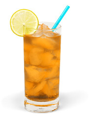 Ice Cold cocktail Drink with lemon and ice