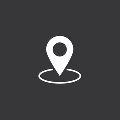Geolocation map pin icon on grey background