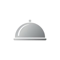 Covered food tray icon with metal gradient