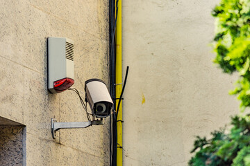 CCTV security camera installed on the building exterior to ensure safety against theft