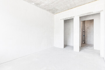 interior of the apartment without decoration in white colors