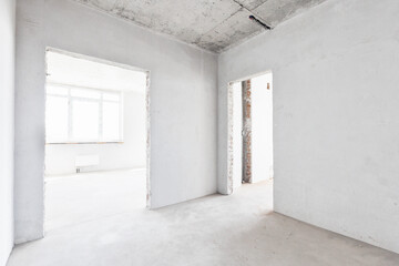 interior of the apartment without decoration in white colors
