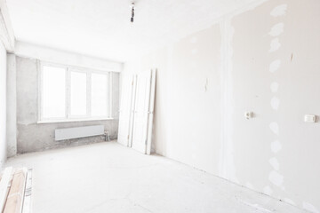 interior of the apartment without decoration in white colors