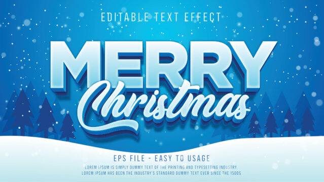 Snow merry christmas editable text effect