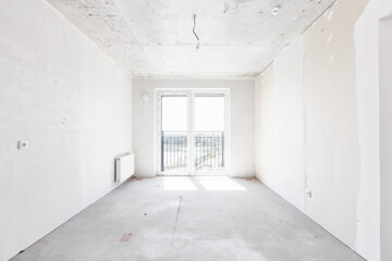 interior of the apartment without decoration in white colors