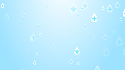 Medical health cross white on blue sanitizer drop pattern background. Abstract healthcare clean and Hygiene concept.