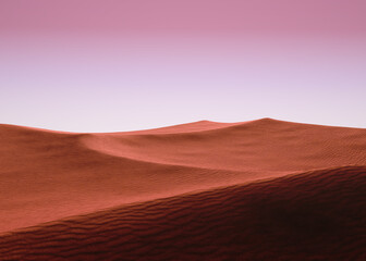 Fototapeta na wymiar Desert dune sunset background, 3d rendering sand dune panorama