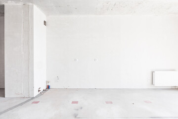 interior of the apartment without decoration in gray colors