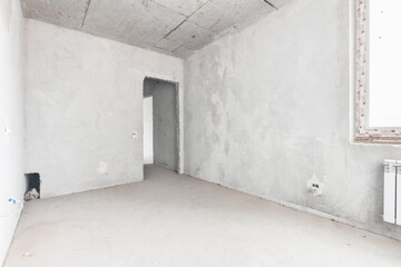 interior of the apartment without decoration in gray colors