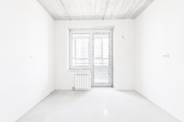 interior of the apartment without decoration in gray colors