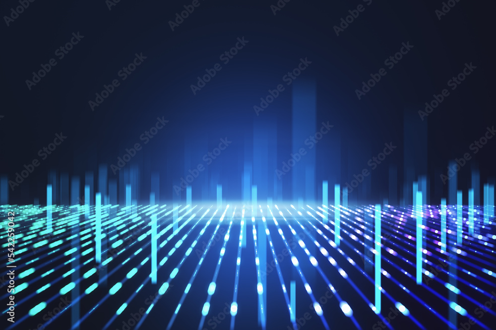 Poster creative blue metaverse background. digital future and cyberpunk concept. 3d rendering.