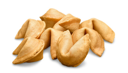 Tasty Fortune cookies isolated on white