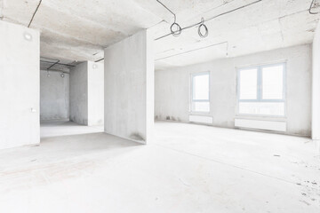 interior of the apartment without decoration in gray colors