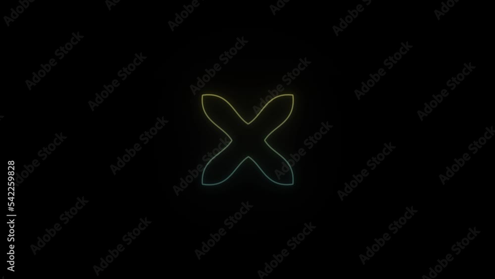 Poster glowing neon cross icon on black background. religious attributes. 4k video animation for motion gra