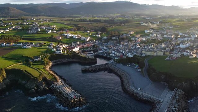 Aerial view of Puerto de Vega in Asturias.