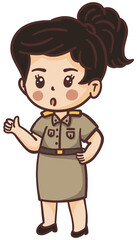 cartoon female thai teacher