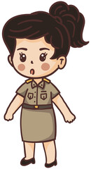 cartoon female thai teacher