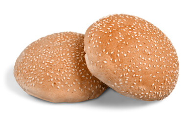 Fresh baked buns on white background