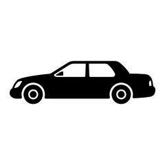 Car icon. Black silhouette. Side view. Vector simple flat graphic illustration. Isolated object on a white background. Isolate.