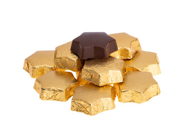 christmas chocolates in foil isolated