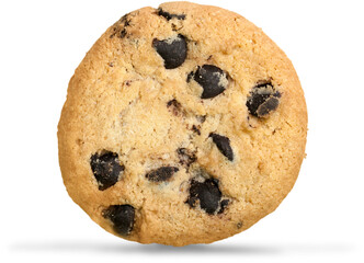 Chocolate chips cookie isolated on white