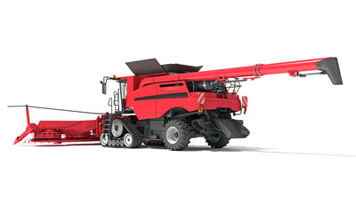 Combine Harvester farm equipment 3D rendering on white background