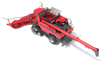 Combine Harvester farm equipment 3D rendering on white background